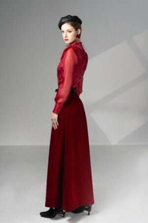 A-line-Bishop-Sleeved-Velvet-Ankle-Length-Set-Happy-Clothing-alleiz-2