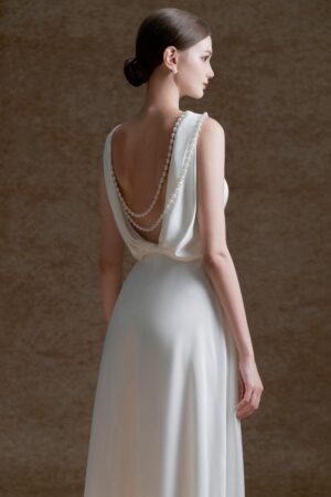 A-line-Boat-Neck-Twill-Silk-Ankle-Length-Dress-Delicate-alleiz-3