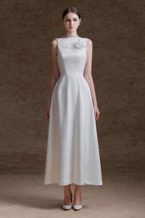 A-line-Boat-Neck-Twill-Silk-Ankle-Length-Dress-Delicate-alleiz