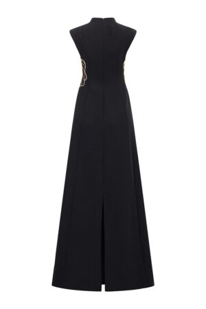 A-line-Cap-Sleeved-Velvet-Satin-Floor-Length-Dress-TRACY-STUDIO-alleiz-4