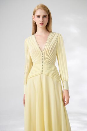 A-line-Cuff-Sleeved-Chiffon-Floor-Length-Dress-Happy-Clothing-alleiz-1