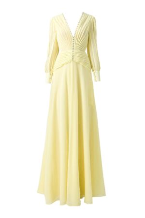 A-line-Cuff-Sleeved-Chiffon-Floor-Length-Dress-Happy-Clothing-alleiz