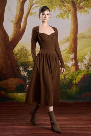 A-line-Long-Sleeved-Cotton-Midi-Dress-Rosee-de-Matin-alleiz