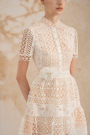 A-line-Short-Sleeved-Lace-Midi-Dress-Rosee-de-Matin-alleiz-1