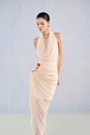 Asymmetric-Cowl-Neck-Viscose-Ankle-Length-Dress-White-Plan-alleiz-1