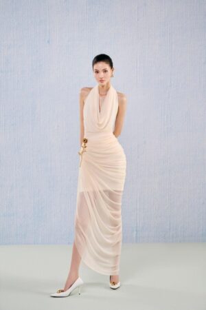 Asymmetric-Cowl-Neck-Viscose-Ankle-Length-Dress-White-Plan-alleiz-3