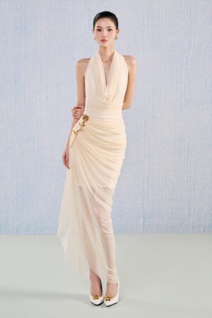 Asymmetric-Cowl-Neck-Viscose-Ankle-Length-Dress-White-Plan-alleiz