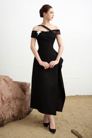 Asymmetric-Diagonal-Neck-Polycotton-Ankle-Length-Dress-DeNio-alleiz-4