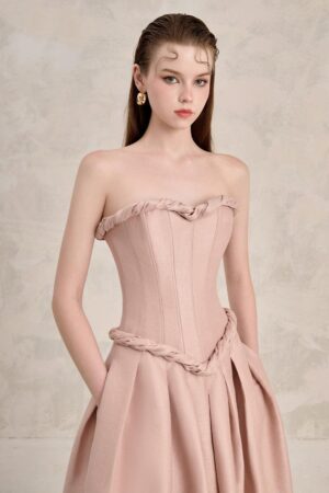 Bubble-Semi-Heart-Neck-Taffeta-Midi-Dress-LINH-PHUNG-alleiz-2