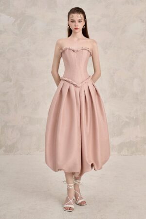 Bubble-Semi-Heart-Neck-Taffeta-Midi-Dress-LINH-PHUNG-alleiz