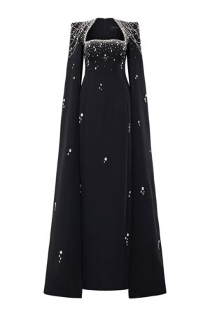 Cape-Queen-Anne-Neck-Velvet-Satin-Floor-Length-Dress-TRACY-STUDIO-alleiz