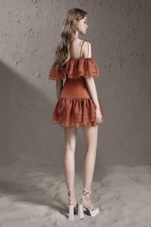 Drop-Waist-Cold-Shoulder-Sleeved-Silk-Mini-Dress-Delicate-alleiz-4