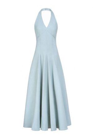 Halter-Sleeveless-Crepe-Ankle-Length-Dress-Hobb-alleiz-10