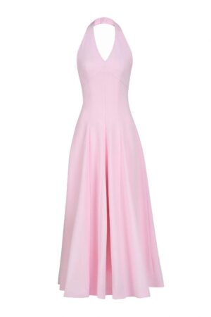 Halter-Sleeveless-Crepe-Ankle-Length-Dress-Hobb-alleiz