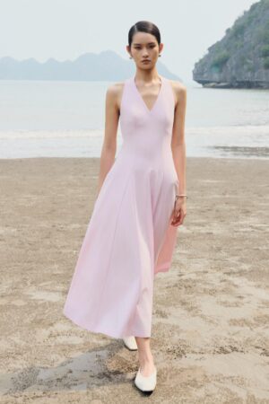 Halter-Sleeveless-Crepe-Ankle-Length-Dress-Hobb-alleiz-9