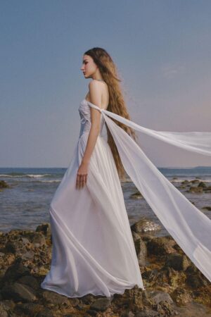 Lake-Gathered-Sweetheart-Neck-Chiffon-Floor-Length-Dress-LINH-PHUNG-alleiz-3