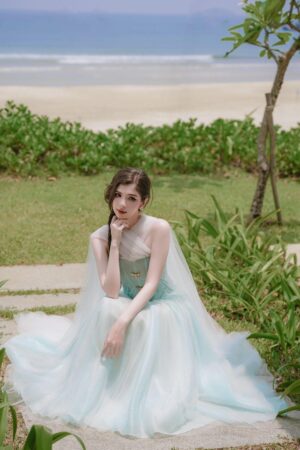 Ocean-Fit-and-Flare-Corset-Waist-Chiffon-Midi-Dress-LINH-PHUNG-alleiz-8