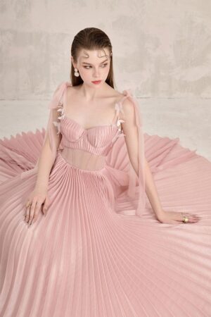 Pleated-Corset-Waist-Silk-Midi-Dress-LINH-PHUNG-alleiz-2