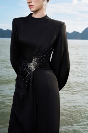 Sheath-Bishop-Sleeved-Silk-Floor-Length-Dress-TRACY-STUDIO-alleiz-1