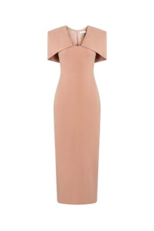 Sheath-Cape-Sleeved-Crepe-Midi-Dress-LEKIEU-alleiz