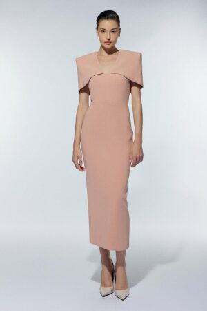 Sheath-Cape-Sleeved-Crepe-Midi-Dress-LEKIEU-alleiz-4