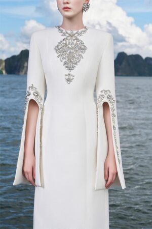 Sheath-Hanging-Sleeved-Crepe-Floor-Length-Dress-TRACY-STUDIO-alleiz-2