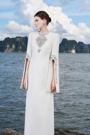 Sheath-Hanging-Sleeved-Crepe-Floor-Length-Dress-TRACY-STUDIO-alleiz-4