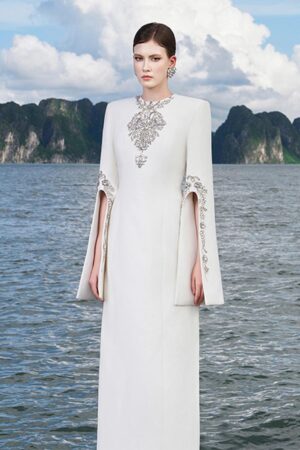 Sheath-Hanging-Sleeved-Crepe-Floor-Length-Dress-TRACY-STUDIO-alleiz-5