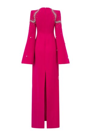 Sheath-Hanging-Sleeved-Velvet-Satin-Floor-Length-Dress-TRACY-STUDIO-alleiz-10