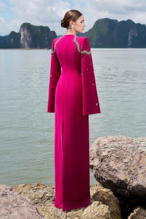 Sheath-Hanging-Sleeved-Velvet-Satin-Floor-Length-Dress-TRACY-STUDIO-alleiz-11