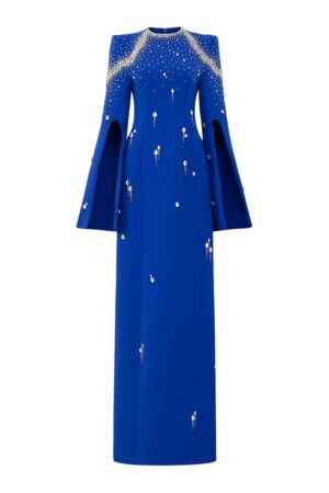 Sheath-Hanging-Sleeved-Velvet-Satin-Floor-Length-Dress-TRACY-STUDIO-alleiz-12