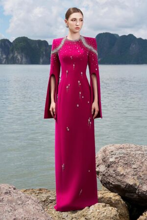 Sheath-Hanging-Sleeved-Velvet-Satin-Floor-Length-Dress-TRACY-STUDIO-alleiz-14