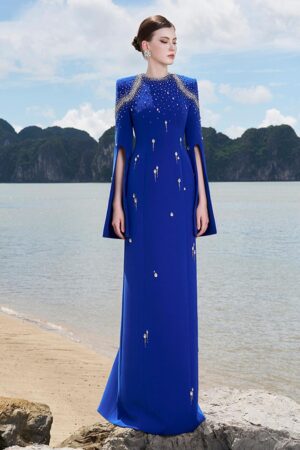 Sheath-Hanging-Sleeved-Velvet-Satin-Floor-Length-Dress-TRACY-STUDIO-alleiz-20