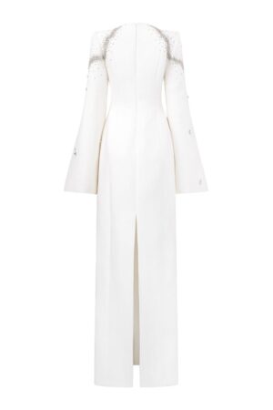 Sheath-Hanging-Sleeved-Velvet-Satin-Floor-Length-Dress-TRACY-STUDIO-alleiz-3