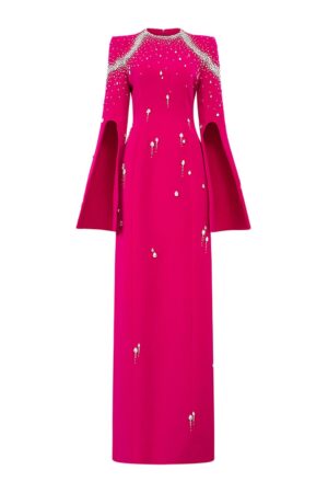 Sheath-Hanging-Sleeved-Velvet-Satin-Floor-Length-Dress-TRACY-STUDIO-alleiz-7