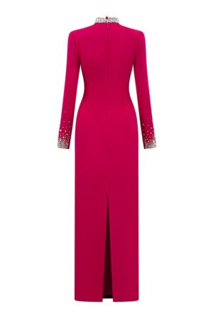 Sheath-High-Neck-Crepe-Floor-Length-Dress-TRACY-STUDIO-alleiz-11