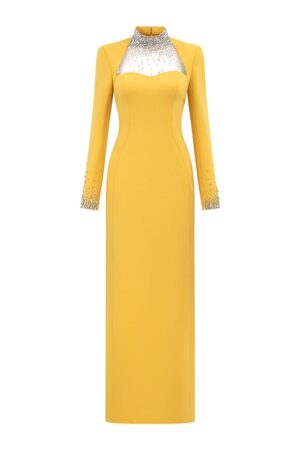 Sheath-High-Neck-Crepe-Floor-Length-Dress-TRACY-STUDIO-alleiz-14