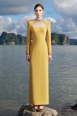 Sheath-High-Neck-Crepe-Floor-Length-Dress-TRACY-STUDIO-alleiz-20