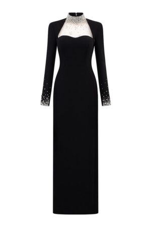 Sheath-High-Neck-Crepe-Floor-Length-Dress-TRACY-STUDIO-alleiz