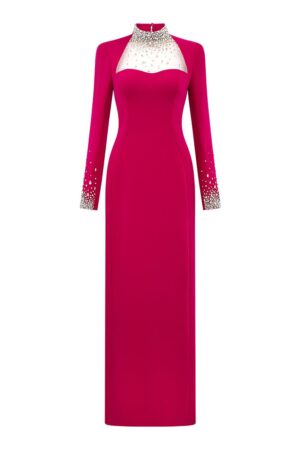 Sheath-High-Neck-Crepe-Floor-Length-Dress-TRACY-STUDIO-alleiz-7