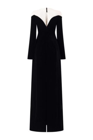 Sheath-Illusion-Neck-Velvet-Floor-Length-Dress-TRACY-STUDIO-alleiz-3