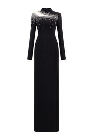 Sheath-Long-Sleeved-Crepe-Floor-Length-Dress-TRACY-STUDIO-alleiz-10