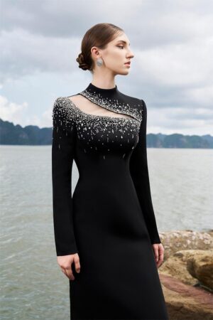 Sheath-Long-Sleeved-Crepe-Floor-Length-Dress-TRACY-STUDIO-alleiz-14