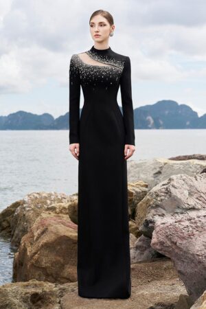 Sheath-Long-Sleeved-Crepe-Floor-Length-Dress-TRACY-STUDIO-alleiz-17