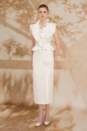 Sheath-Sleeveless-Organza-Midi-Set-Rosee-de-Matin-alleiz