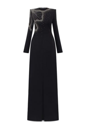 Sheath-Square-Neck-Velvet-Satin-Floor-Length-Dress-TRACY-STUDIO-alleiz-3