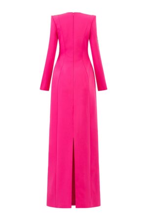 Sheath-Square-Shoulder-Velvet-Satin-Floor-Length-Dress-TRACY-STUDIO-alleiz-3