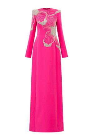 Sheath-Square-Shoulder-Velvet-Satin-Floor-Length-Dress-TRACY-STUDIO-alleiz