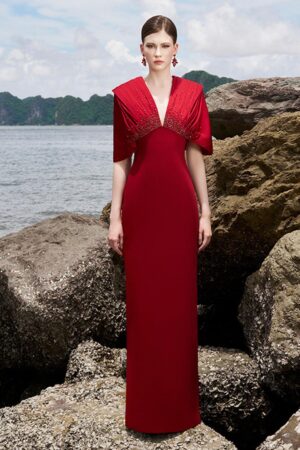 Sheath-V-Neck-Velvet-Satin-Floor-Length-Dress-TRACY-STUDIO-alleiz-12