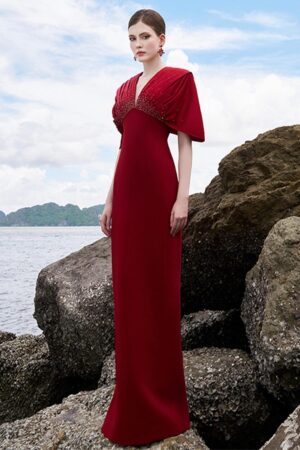 Sheath-V-Neck-Velvet-Satin-Floor-Length-Dress-TRACY-STUDIO-alleiz-13